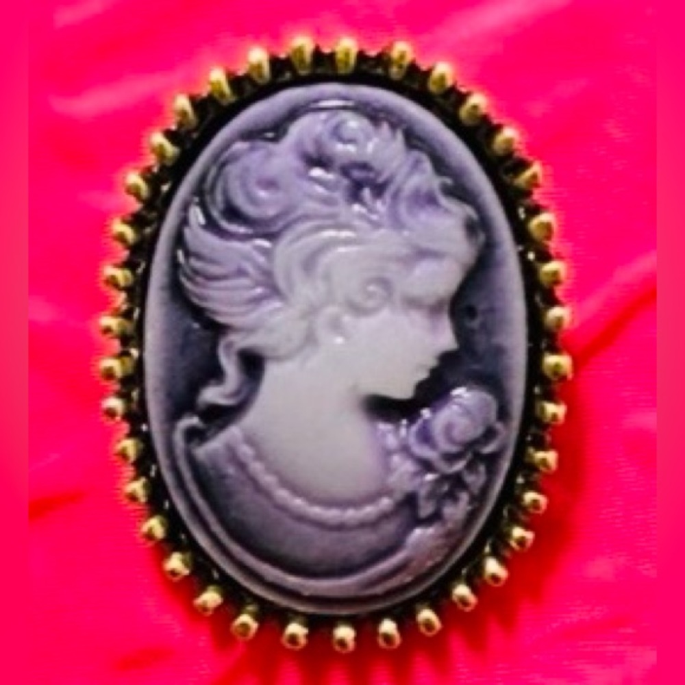 Elegant Cameo Brooch with Gold Accents